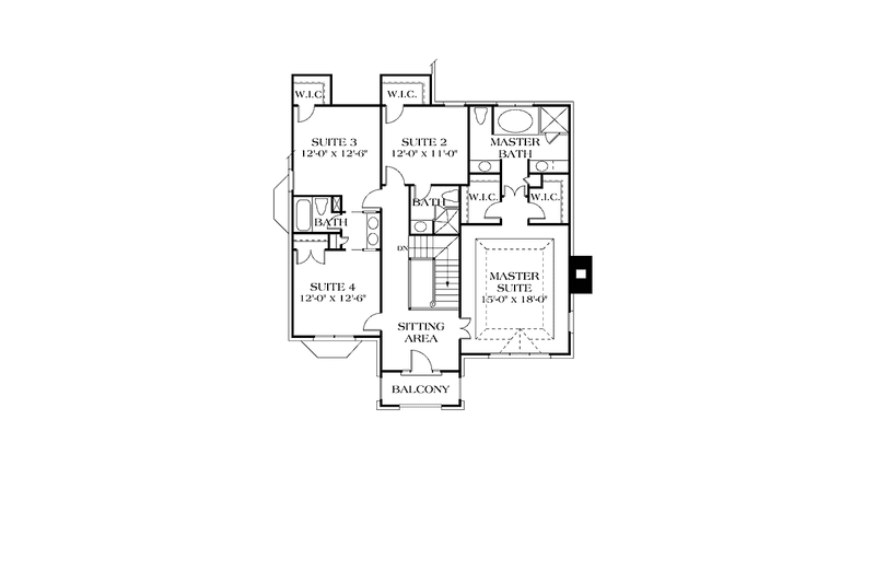 Home Plan - Floor Plan - Upper Floor 1 for Traditional House Plan #453-106 - 4 bed, 3.5 bath