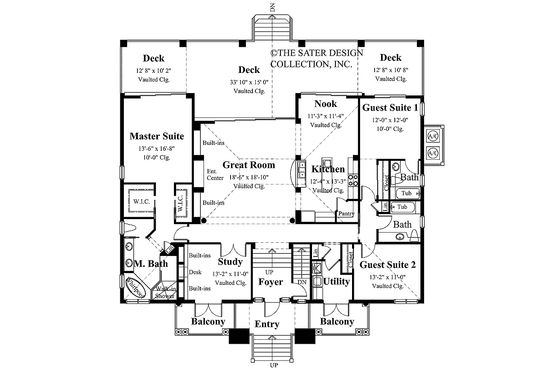 Floor Plan - Main Floor for Mediterranean House Plan #930-162 - 3 bed, 3 bath
