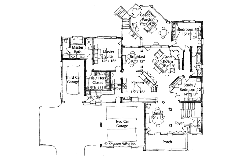 Home Plan - Floor Plan - Main Floor for Colonial House Plan #429-442 - 3 bed, 2.5 bath