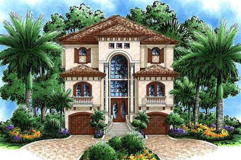 Mediterranean Style House Plan - 4 Beds 3 Baths 3763 Sq/Ft Plan #27-218