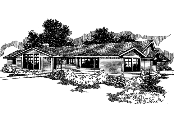 Exterior - Front Elevation 3 for Craftsman House Plan #60-707 - 3 bed, 2 bath