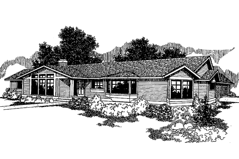 House Blueprint - Exterior - Front Elevation 3 for Craftsman House Plan #60-707 - 3 bed, 2 bath