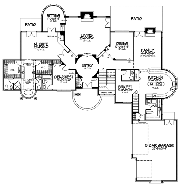 Architectural House Design - Mediterranean Floor Plan - Main Floor Plan #320-739