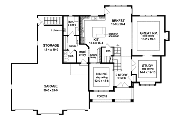 House Design - Traditional Floor Plan - Main Floor Plan #1010-96