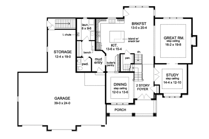Architectural House Design - Floor Plan - Main Floor for Traditional House Plan #1010-96 - 4 bed, 3.5 bath