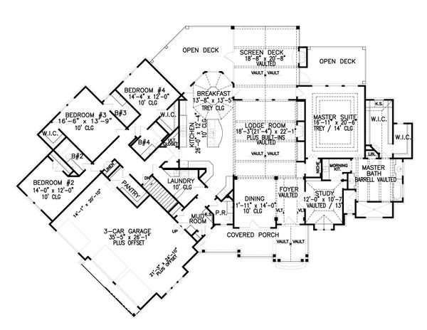 Home Plan - Craftsman Floor Plan - Main Floor Plan #54-386