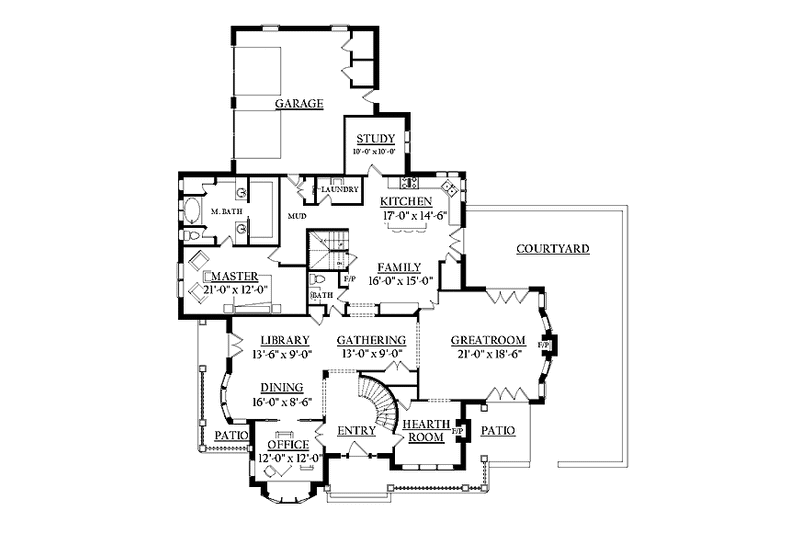 Home Plan - Floor Plan - Main Floor for Victorian House Plan #937-24 - 6 bed, 2.5 bath
