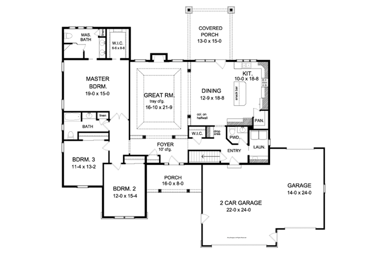 Dream House Plan - Floor Plan - Main Floor for Colonial House Plan #1010-88 - 3 bed, 2.5 bath