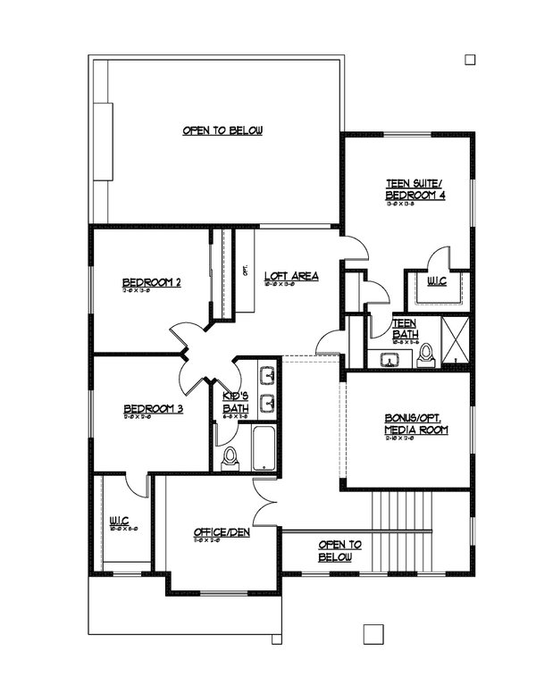 Contemporary Floor Plan - Upper Floor Plan #569-54