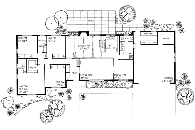 Home Plan - Floor Plan - Main Floor for Colonial House Plan #72-611 - 4 bed, 2.5 bath