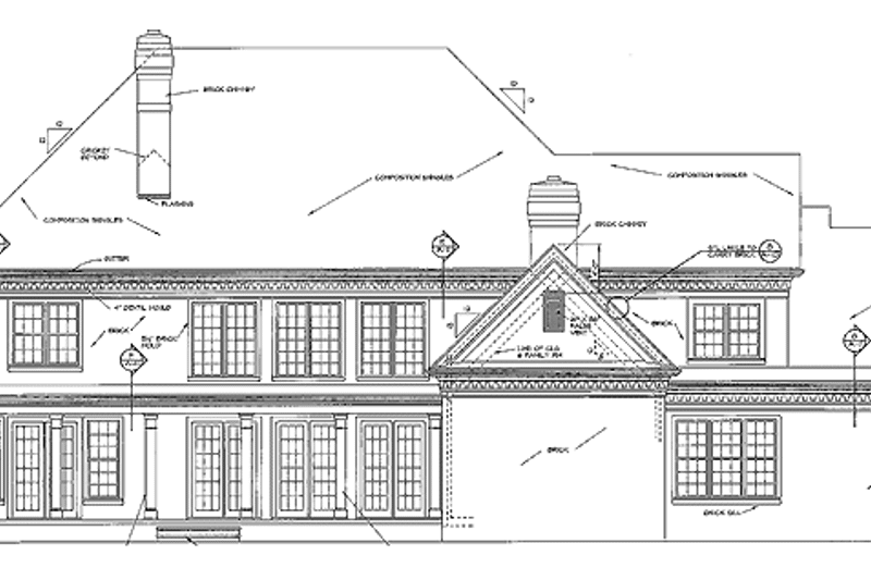 House Blueprint - Exterior - Rear Elevation for Classical House Plan #453-143 - 5 bed, 4 bath