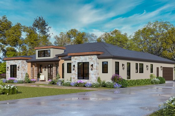 Exterior - Front Elevation 7 for Contemporary House Plan #119-474 - 3 bed, 3 bath