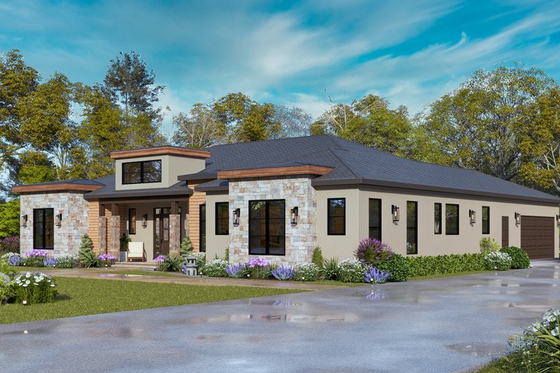 Dream House Plan - Exterior - Front Elevation 7 for Contemporary House Plan #119-474 - 3 bed, 3 bath