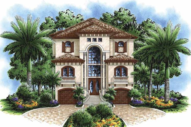 Home Plan - Exterior - Front Elevation 3 for Mediterranean House Plan #1017-95 - 5 bed, 3 bath
