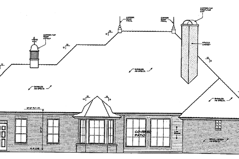 Home Plan - Exterior - Rear Elevation for Country House Plan #310-1205 - 4 bed, 3 bath