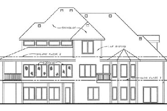 Exterior - Rear Elevation for Traditional House Plan #20-1671 - 4 bed, 4 bath