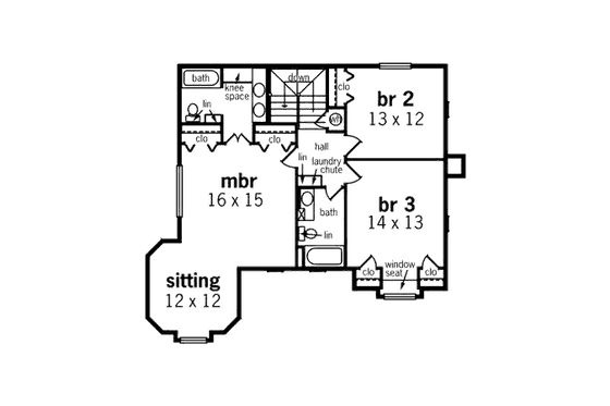 Floor Plan - Upper Floor for Victorian House Plan #45-345 - 3 bed, 2.5 bath