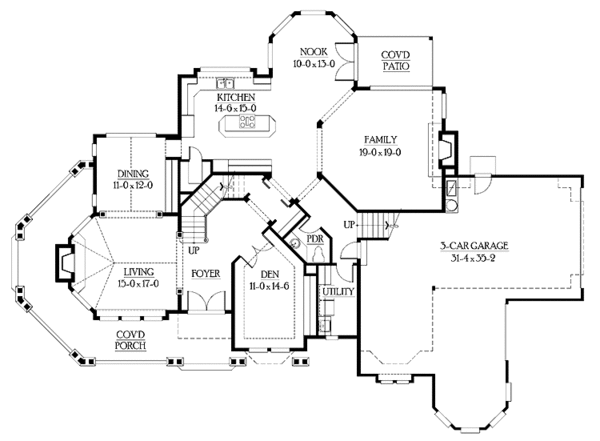 House Blueprint - Craftsman Floor Plan - Main Floor Plan #132-333