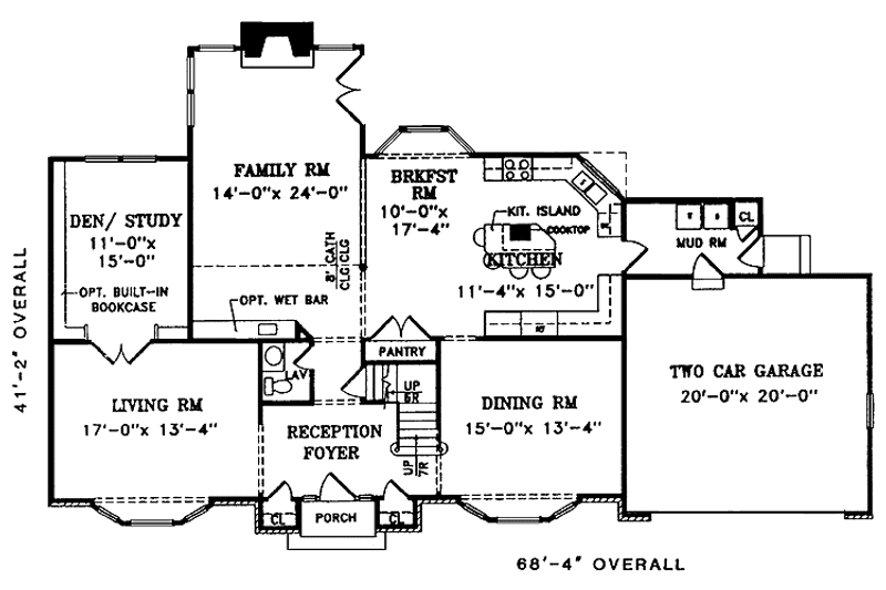 House Blueprint - Floor Plan - Main Floor for Country House Plan #456-108 - 4 bed, 2.5 bath