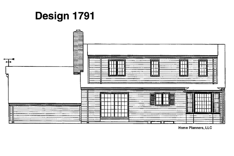 Home Plan - Exterior - Rear Elevation for Colonial House Plan #72-559 - 4 bed, 2.5 bath