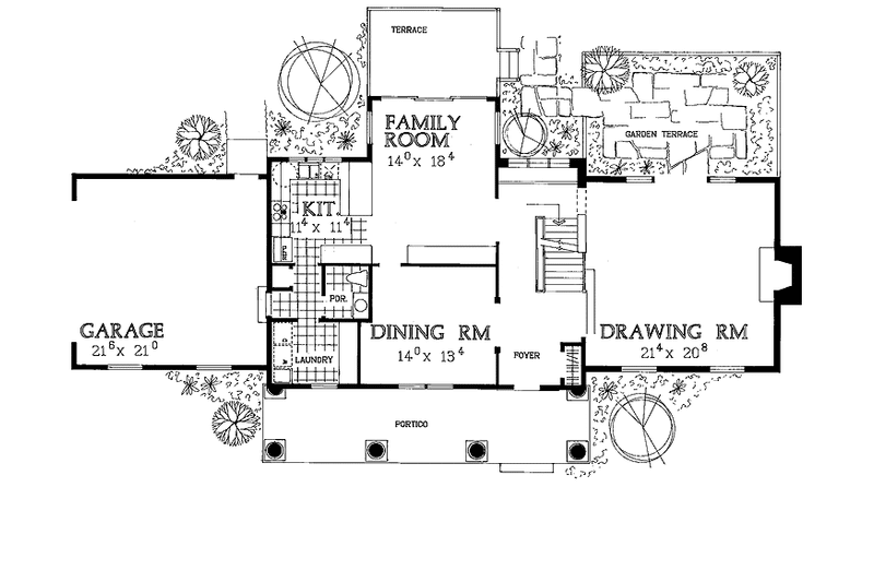 House Blueprint - Floor Plan - Main Floor for Classical House Plan #72-839 - 3 bed, 2.5 bath
