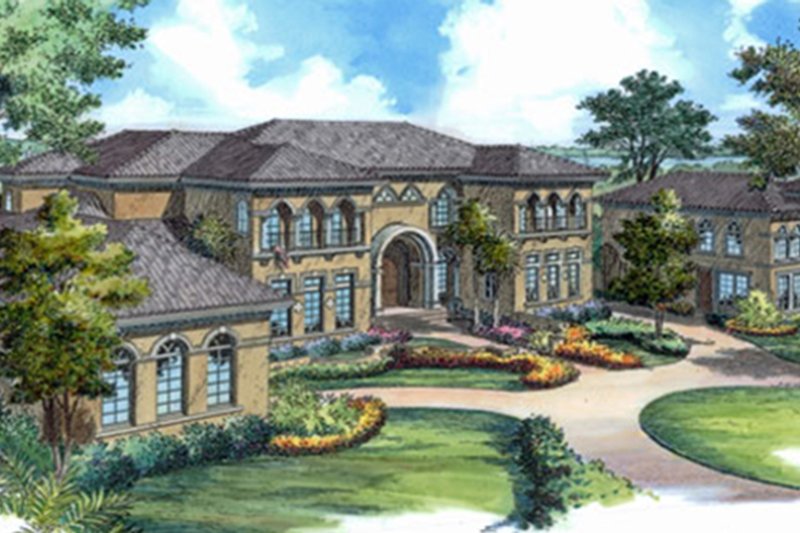 Home Plan - Exterior - Front Elevation 3 for Mediterranean House Plan #417-817 - 6 bed, 6 bath