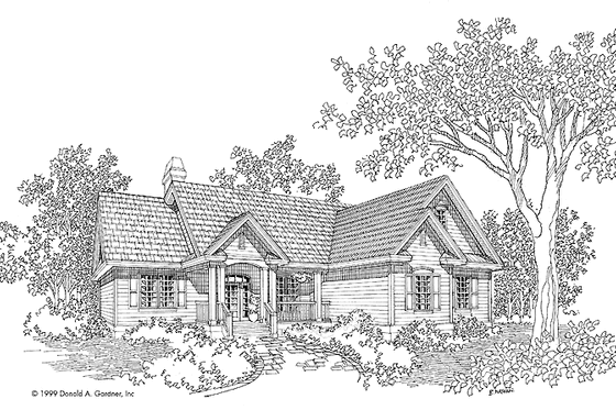 Exterior - Front Elevation 3 for Ranch House Plan #929-478 - 3 bed, 2 bath
