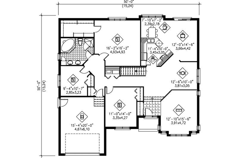 House Plan Design - Floor Plan - Main Floor for Ranch House Plan #25-1129 - 3 bed, 1 bath