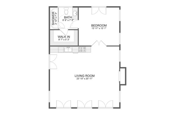 Floor Plan - Main Floor for European House Plan #1060-454 - 1 bed, 1 bath