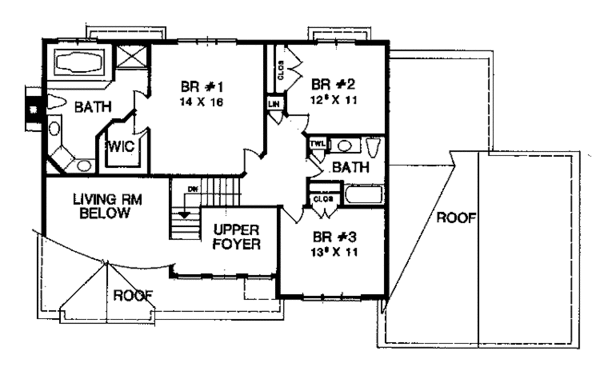 House Blueprint - Country Floor Plan - Upper Floor Plan #1001-103