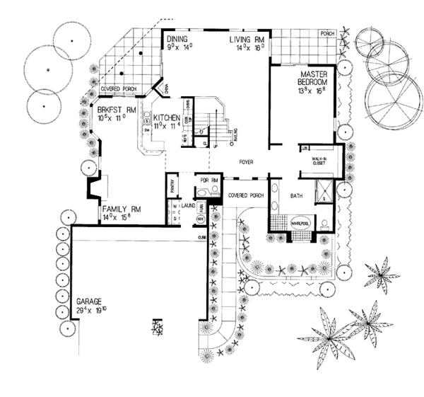 Architectural House Design - Mediterranean Floor Plan - Main Floor Plan #72-919