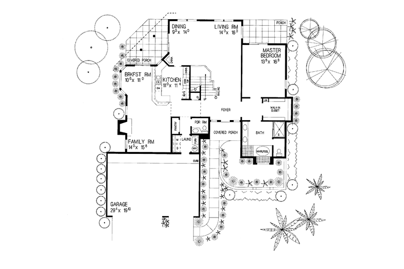 Home Plan - Floor Plan - Main Floor for Mediterranean House Plan #72-919 - 4 bed, 3.5 bath