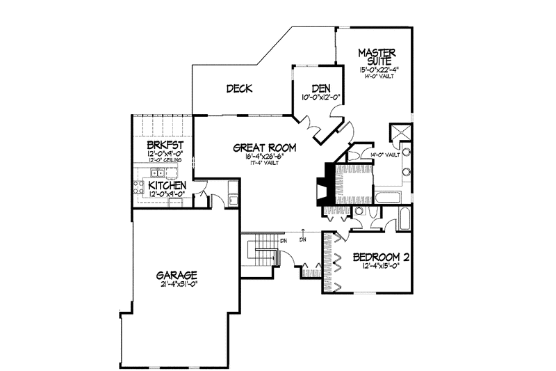Home Plan - Floor Plan - Main Floor for Ranch House Plan #320-856 - 2 bed, 2 bath
