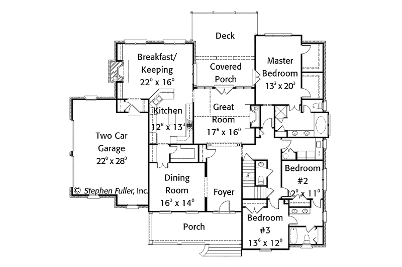 Home Plan - Floor Plan - Main Floor for Colonial House Plan #429-412 - 4 bed, 3.5 bath