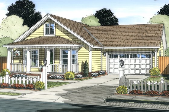 Exterior - Front Elevation 3 for Cottage House Plan #513-2093 - 3 bed, 2 bath