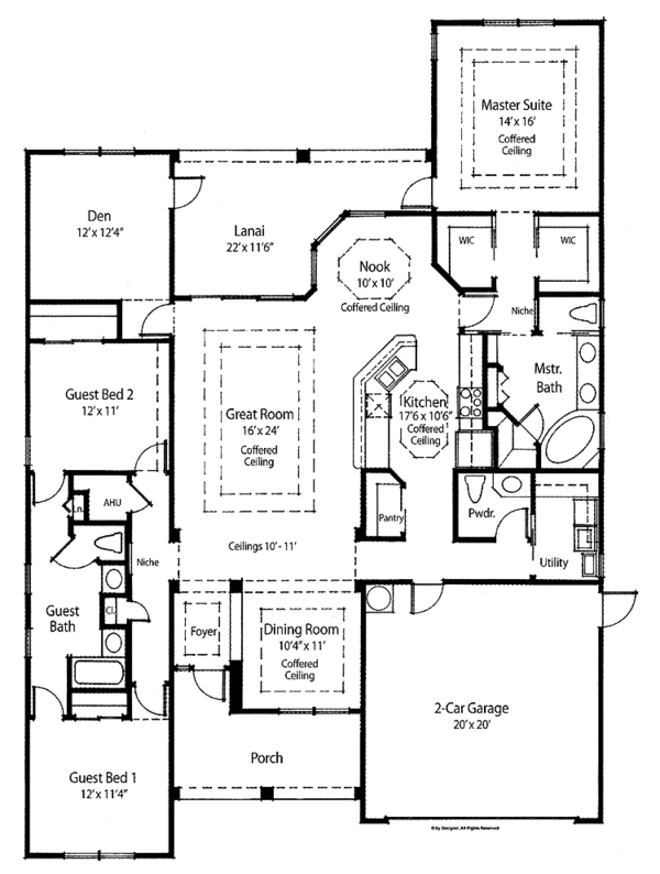 House Design - Country Floor Plan - Main Floor Plan #938-1