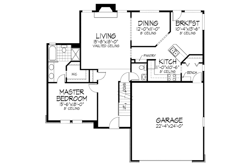 Dream House Plan - Floor Plan - Main Floor for Traditional House Plan #51-807 - 3 bed, 2.5 bath