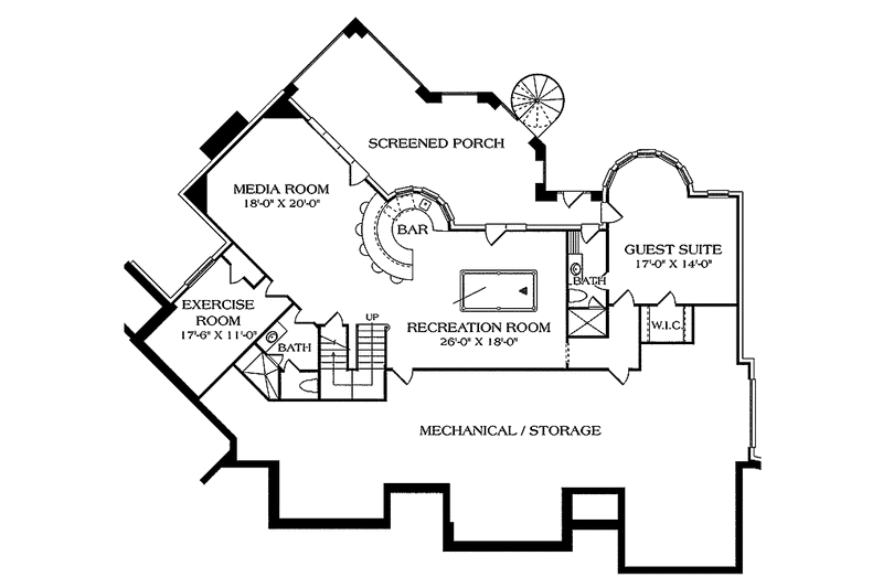 Dream House Plan - Floor Plan - Lower Floor for Country House Plan #453-466 - 5 bed, 6 bath
