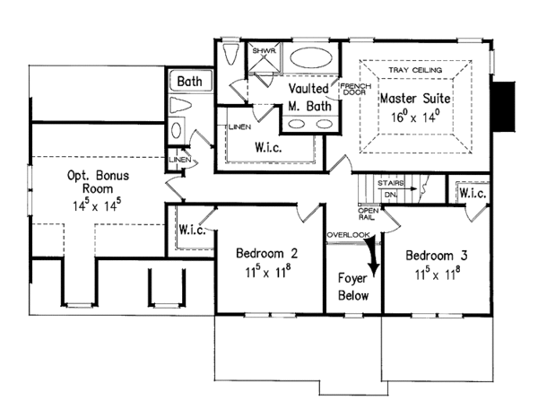 House Blueprint - Classical Floor Plan - Upper Floor Plan #927-853