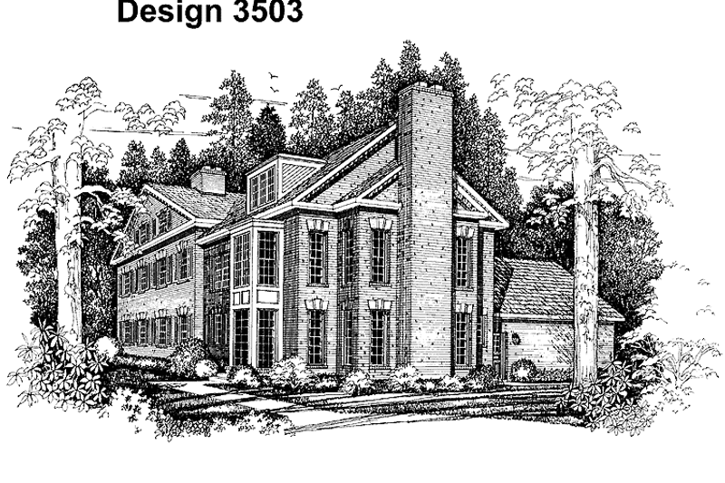 Home Plan - Exterior - Rear Elevation for Classical House Plan #72-970 - 4 bed, 3.5 bath