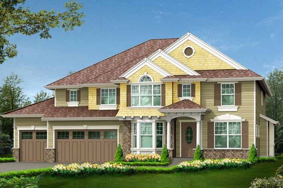 Exterior - Front Elevation 3 for Craftsman House Plan #132-440 - 4 bed, 3.5 bath