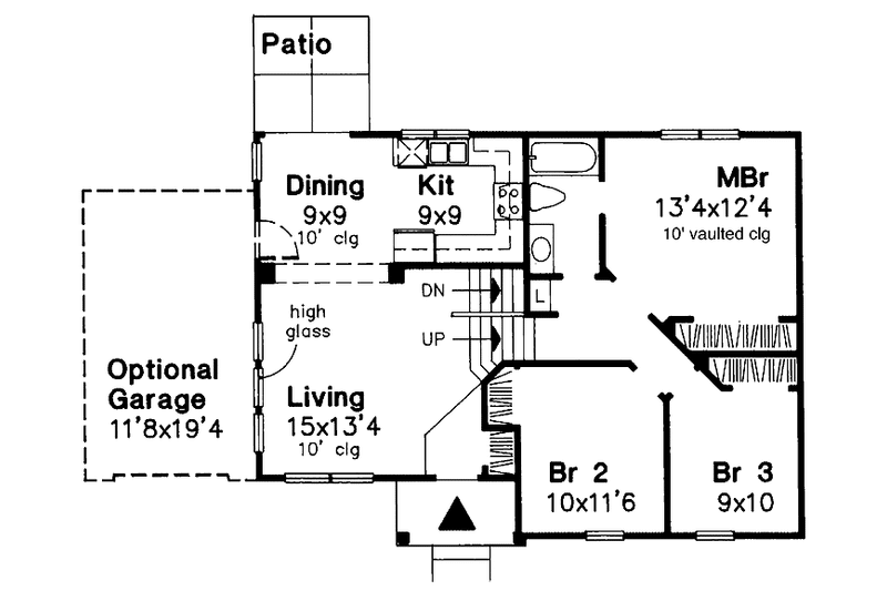 Architectural House Design - Floor Plan - Main Floor for Contemporary House Plan #320-758 - 3 bed, 1 bath