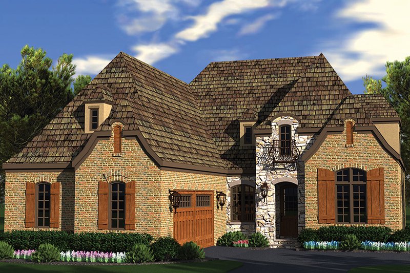 Architectural House Design - Exterior - Front Elevation 3 for European House Plan #453-636 - 4 bed, 3.5 bath