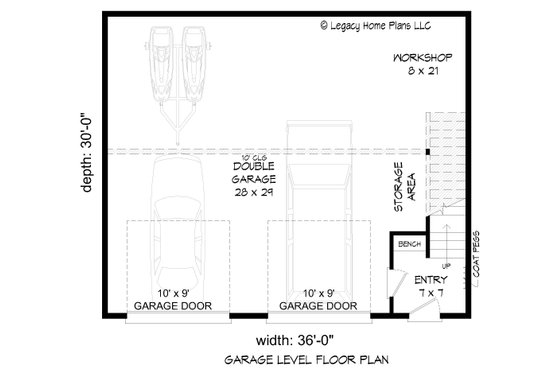 Floor Plan - Main Floor for Contemporary House Plan #932-763 - 2 bed, 1 bath