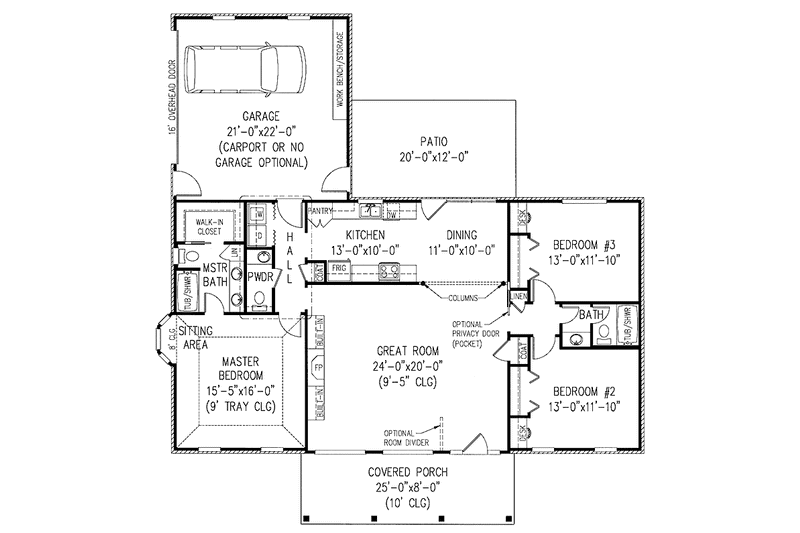 Home Plan - Floor Plan - Main Floor for Mediterranean House Plan #11-243 - 3 bed, 2.5 bath