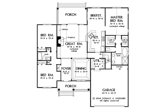 Floor Plan - Main Floor for Craftsman House Plan #929-721 - 3 bed, 2 bath
