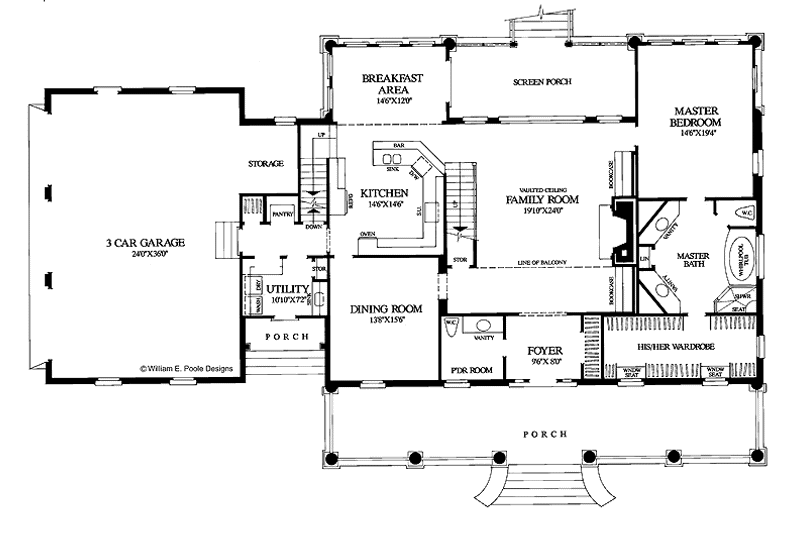 Home Plan - Floor Plan - Main Floor for Classical House Plan #137-303 - 3 bed, 3.5 bath
