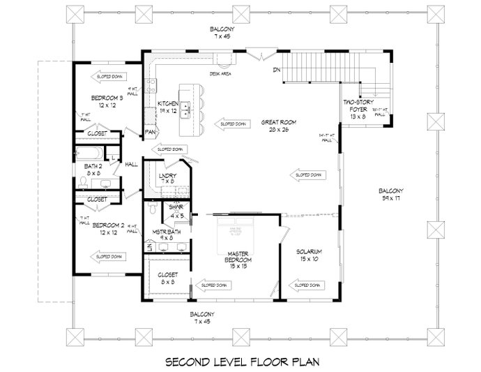 Contemporary Style House Plan - 5 Beds 3.5 Baths 2740 Sq/Ft Plan #932 ...