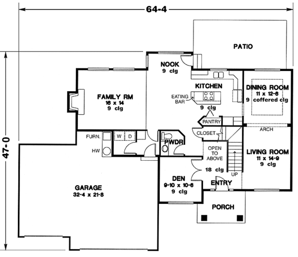 House Design - Country Floor Plan - Main Floor Plan #966-43