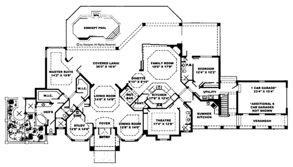Dream House Plan - Mediterranean Floor Plan - Main Floor Plan #1017-33